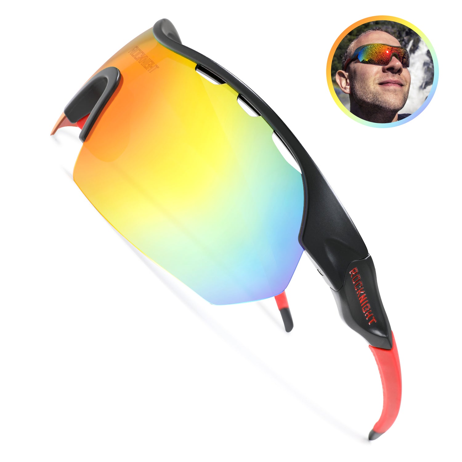 ROCKNIGHT 2021 HD Polarized Sports Sunglasses Baseball Outdoor Ultralight TR90 Frame Big Lens